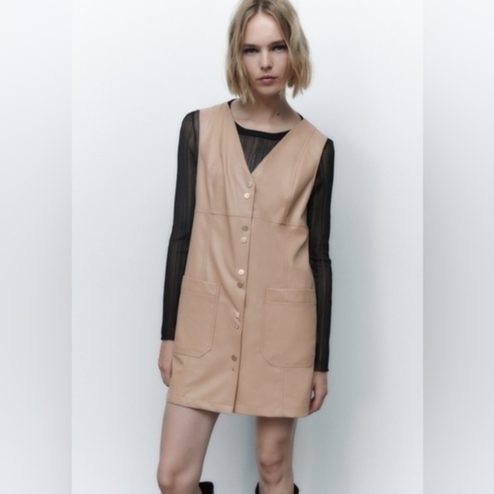 ZARA Faux leather mini pinafore dress 2799 872